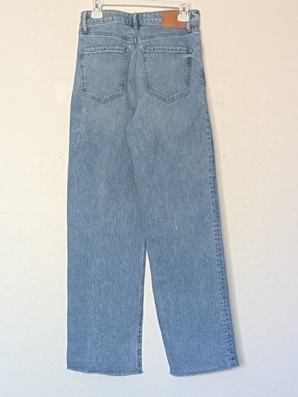 Express High Rise Wide Leg Raw Hem 50 50 Rigid Stretch SZ 4 Tall - Picture 7 of 7